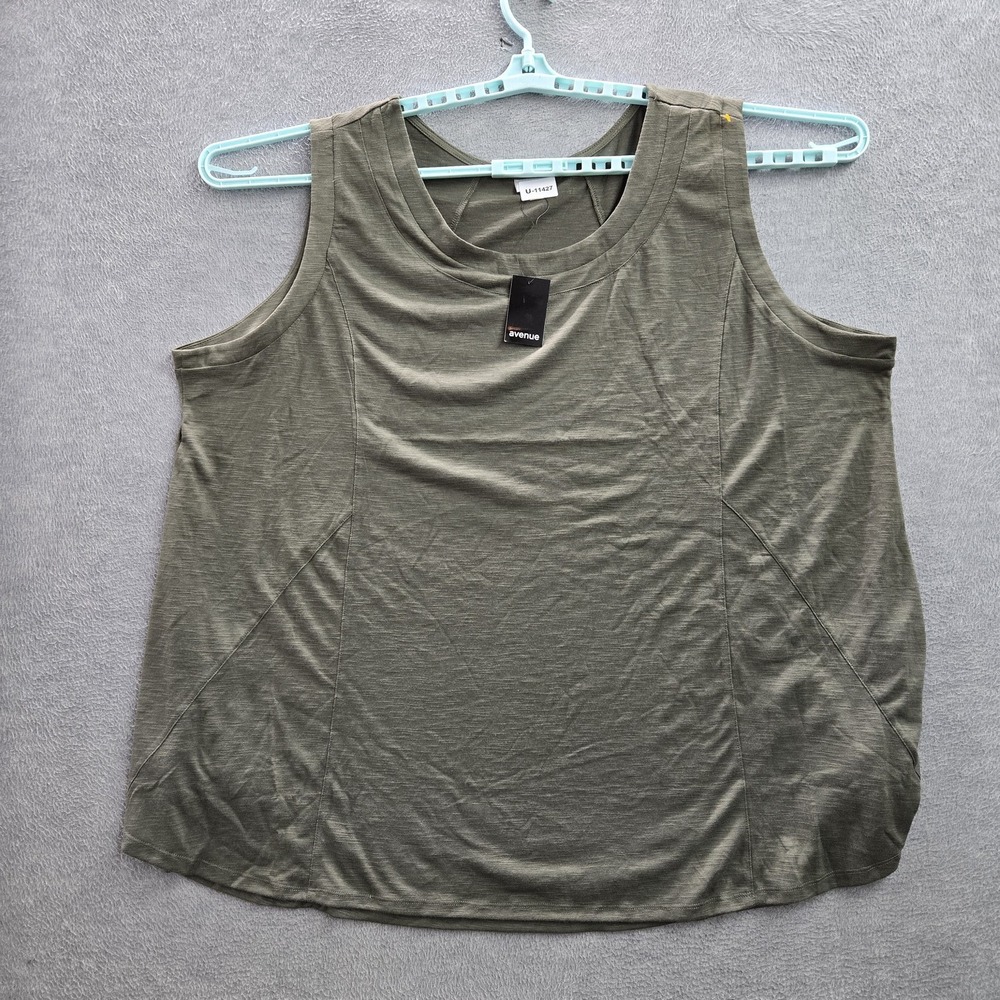 Avenue Women Tank Top 30/32 Green Fit N Flare Scoop Neck Pullover NWT